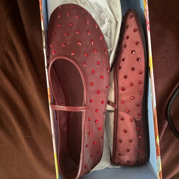 Women's Swanlake Embellished Mary Jane Flats in burgundy - Picture 2 of 3